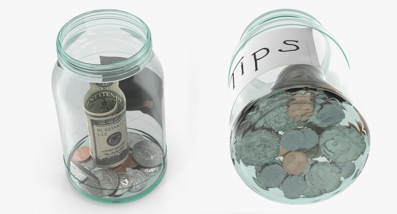 3D Tip Jar with Money model