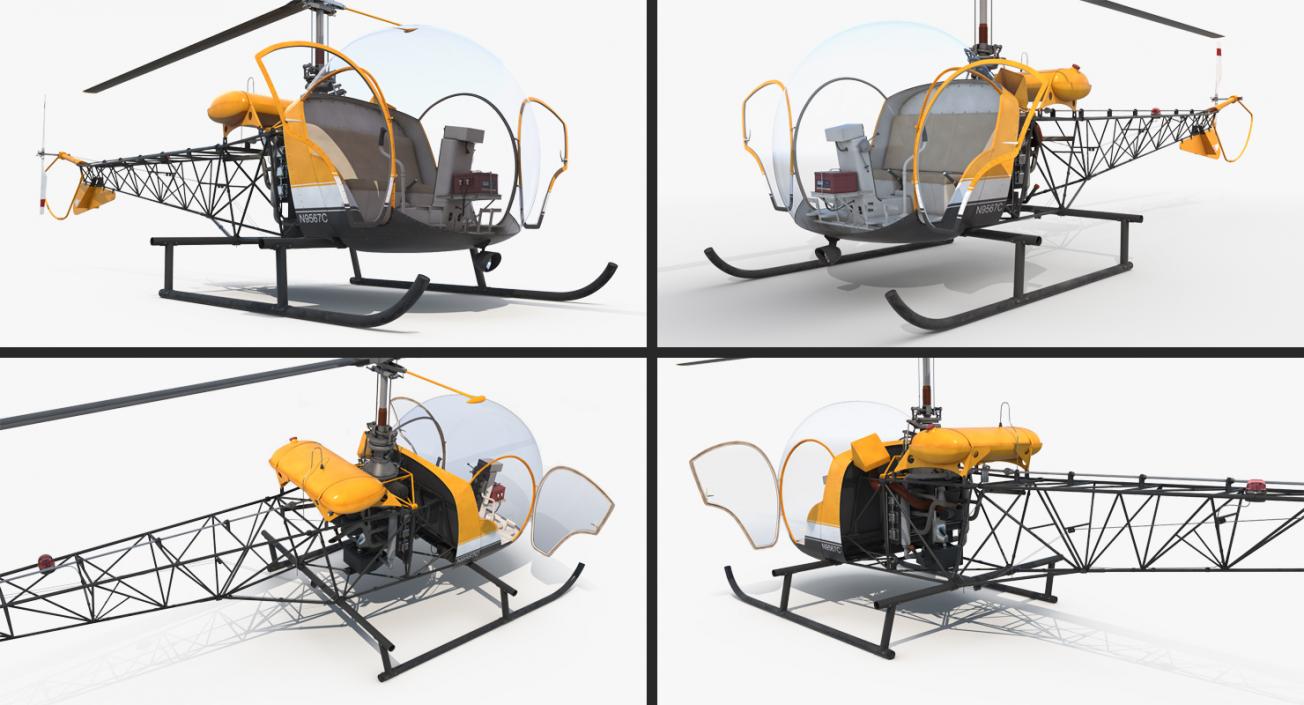 Light Helicopter Bell 47 3D model