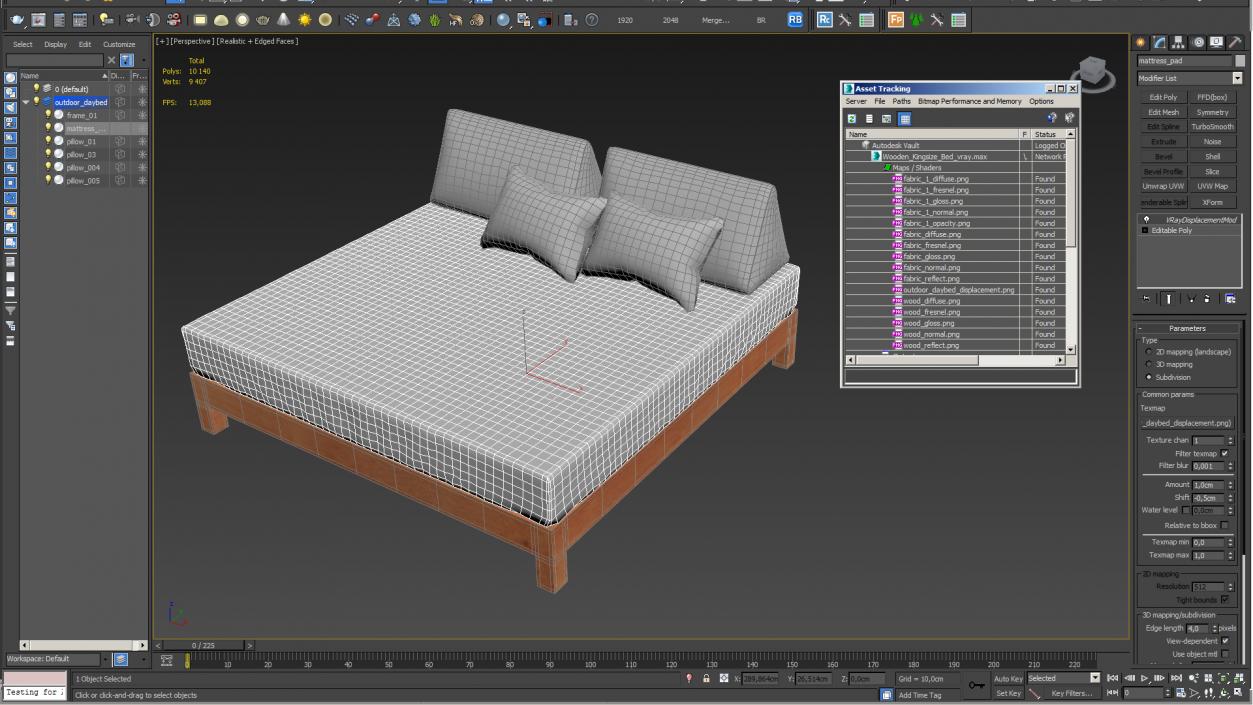 Wooden Kingsize Bed 3D model