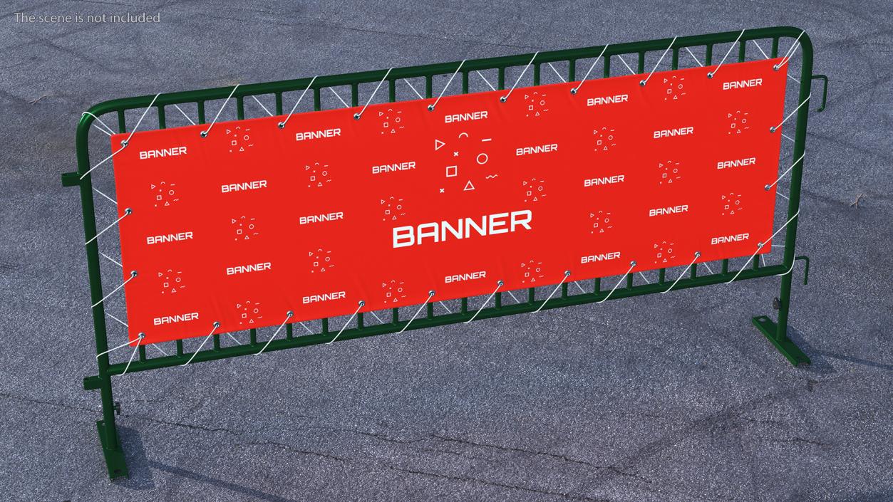 3D Green Interlocking Steel Barricade with Banner