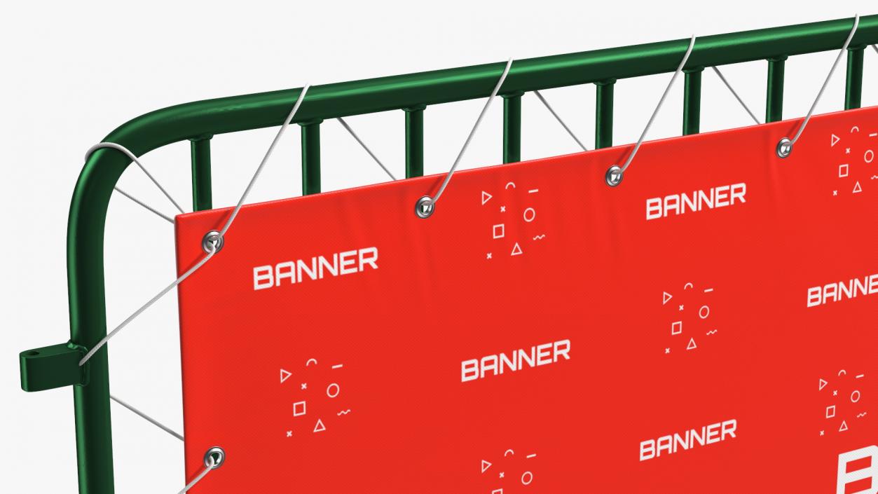 3D Green Interlocking Steel Barricade with Banner