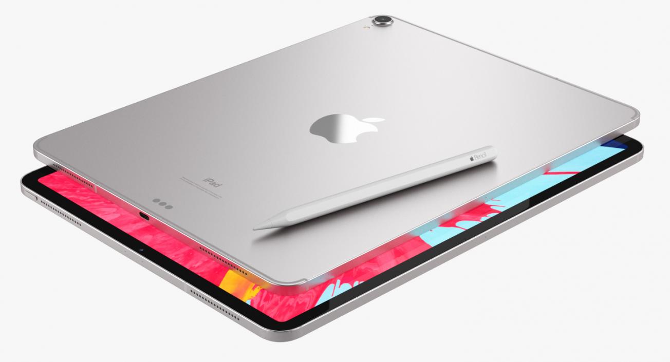 3D model Silver iPad Pro 2019