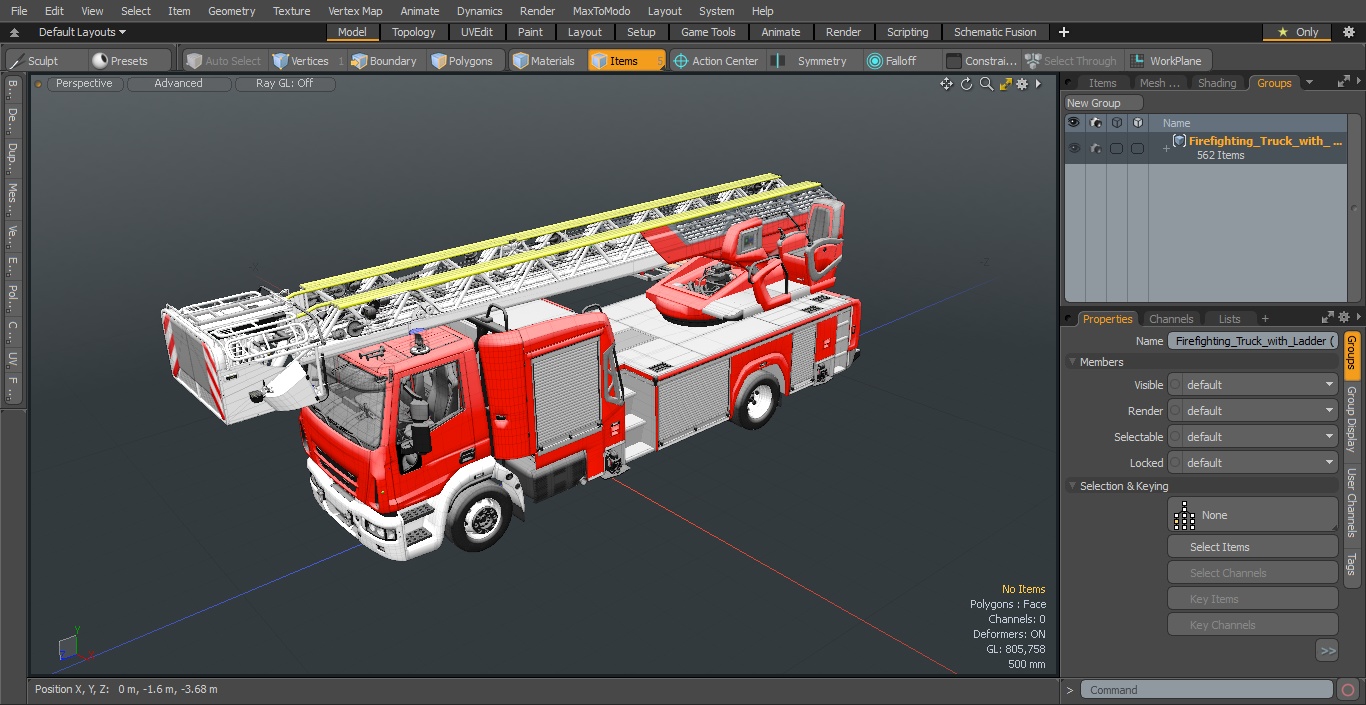 3D model Firefighting Truck with Ladder