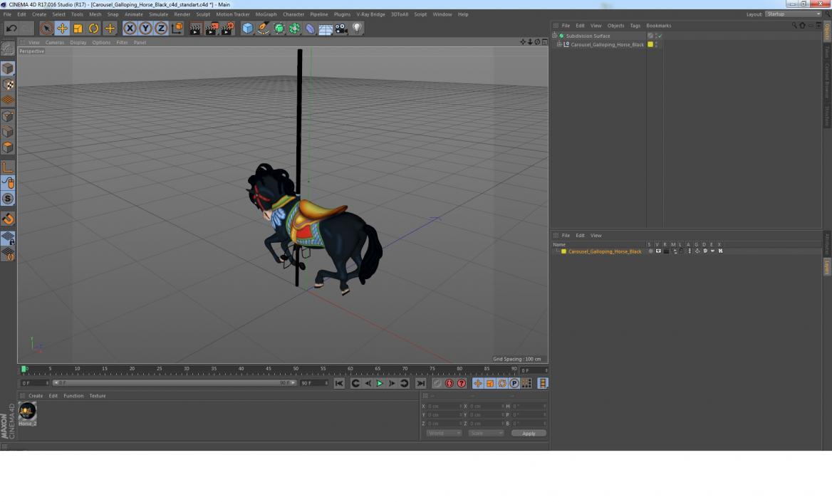 3D model Carousel Galloping Horse Black