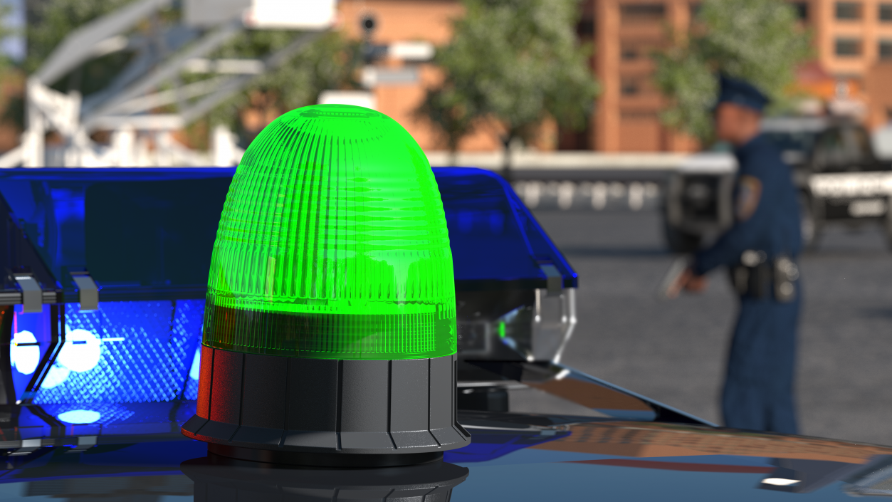 3D Green Warning Beacon Light