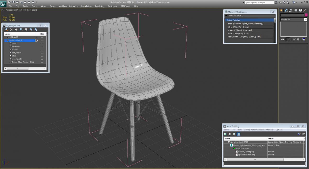 Eames Style Modern Chair 3D model