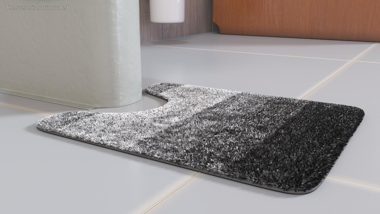 Grey Bathroom Contour Rug Fur 3D model
