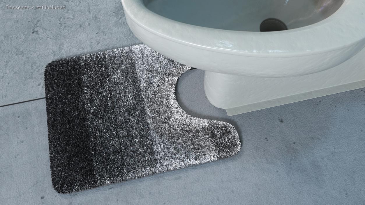 Grey Bathroom Contour Rug Fur 3D model