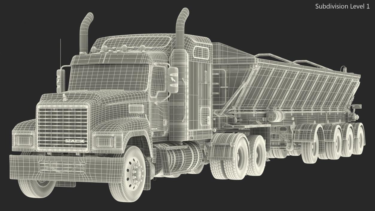 3D Truck Mack CHU613 With Trailer ABS LRC Full model
