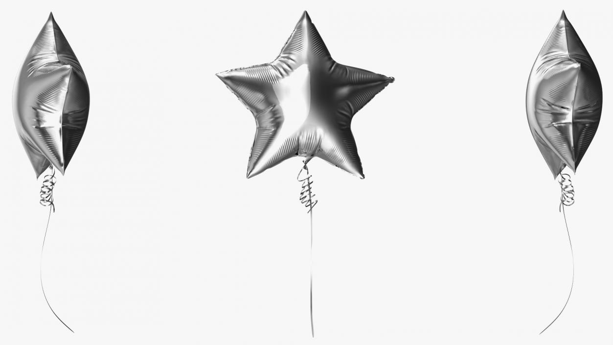 Silver Star Foil Balloon 3D model
