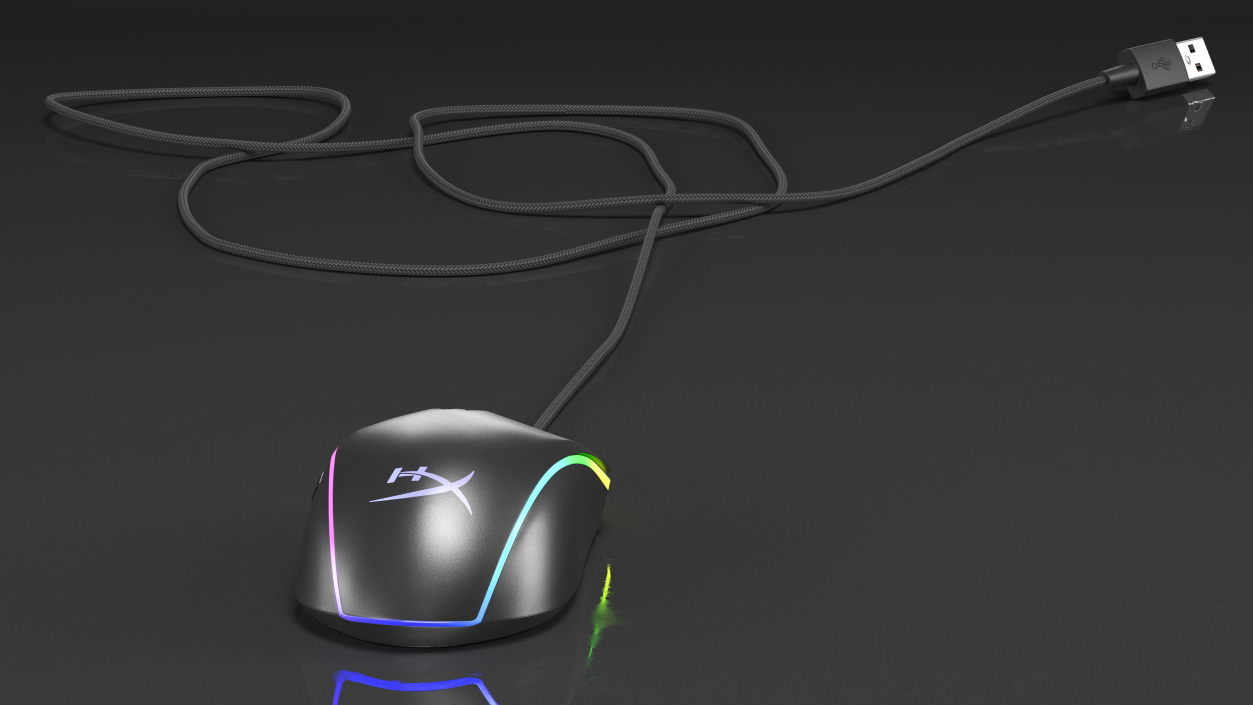 3D HyperX Pulsefire Surge RGB Gaming Mouse switched On