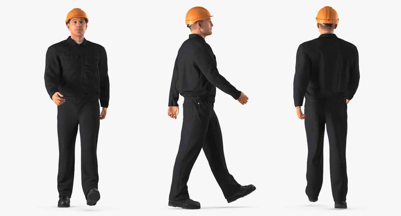 Worker With Hardhat Walking Pose 3D