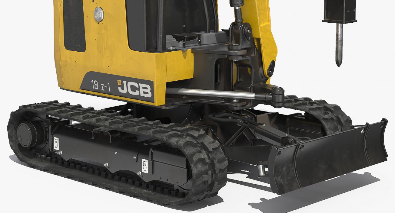 Tracked Mini Excavator JCB 18Z1 with Breaker Dirty Rigged 3D