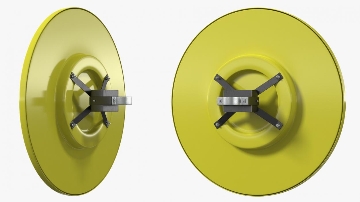 3D Industrial Round Mirror Yellow Frame