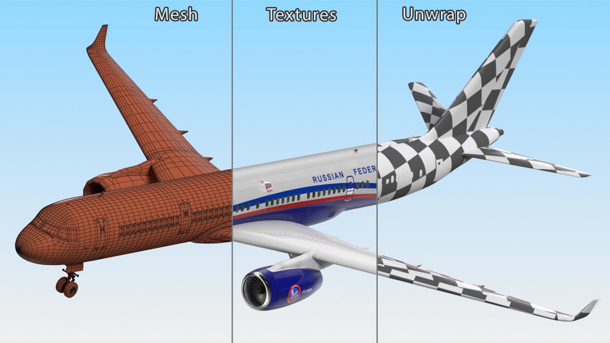 Tupolev Tu-214 Jet Airliner 3D