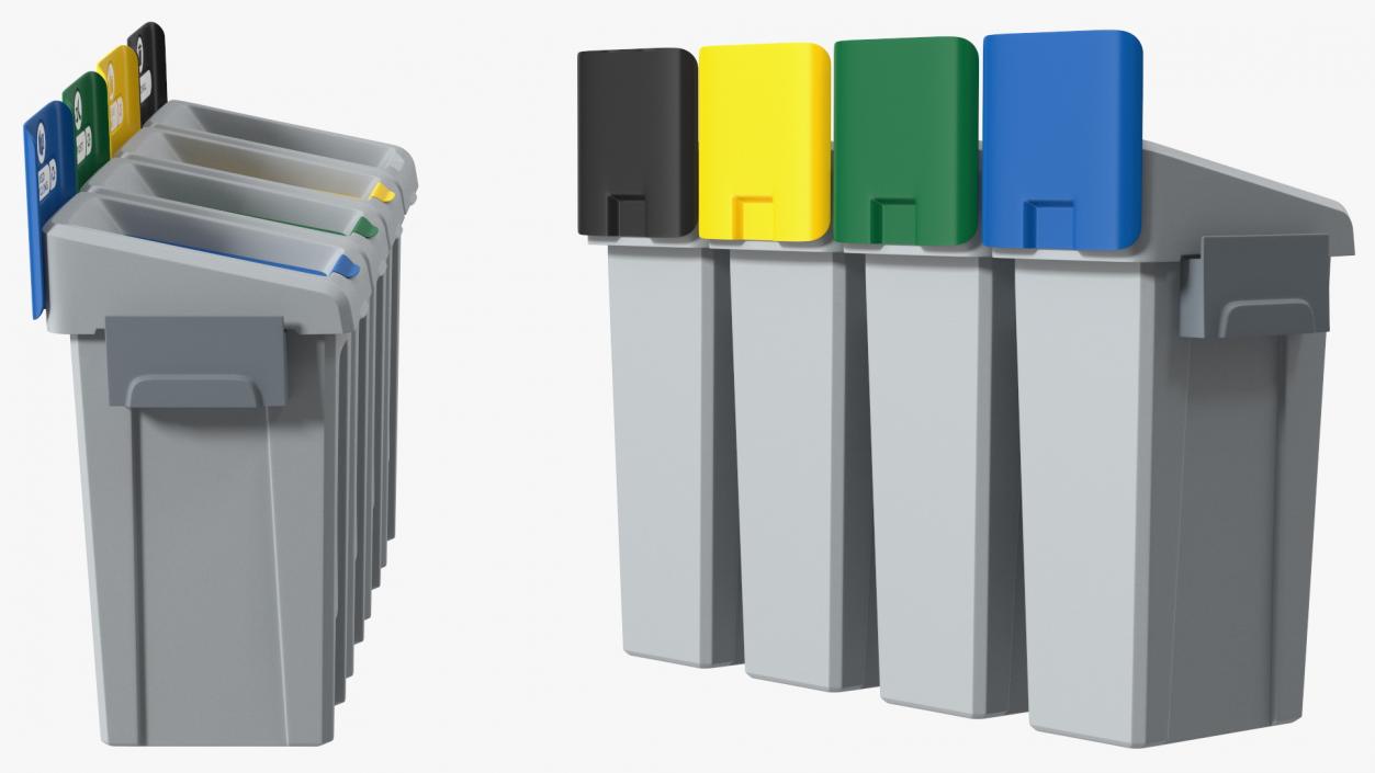 3D Modular Recycling Bins Set