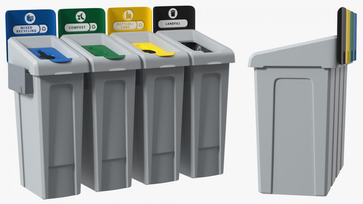 3D Modular Recycling Bins Set