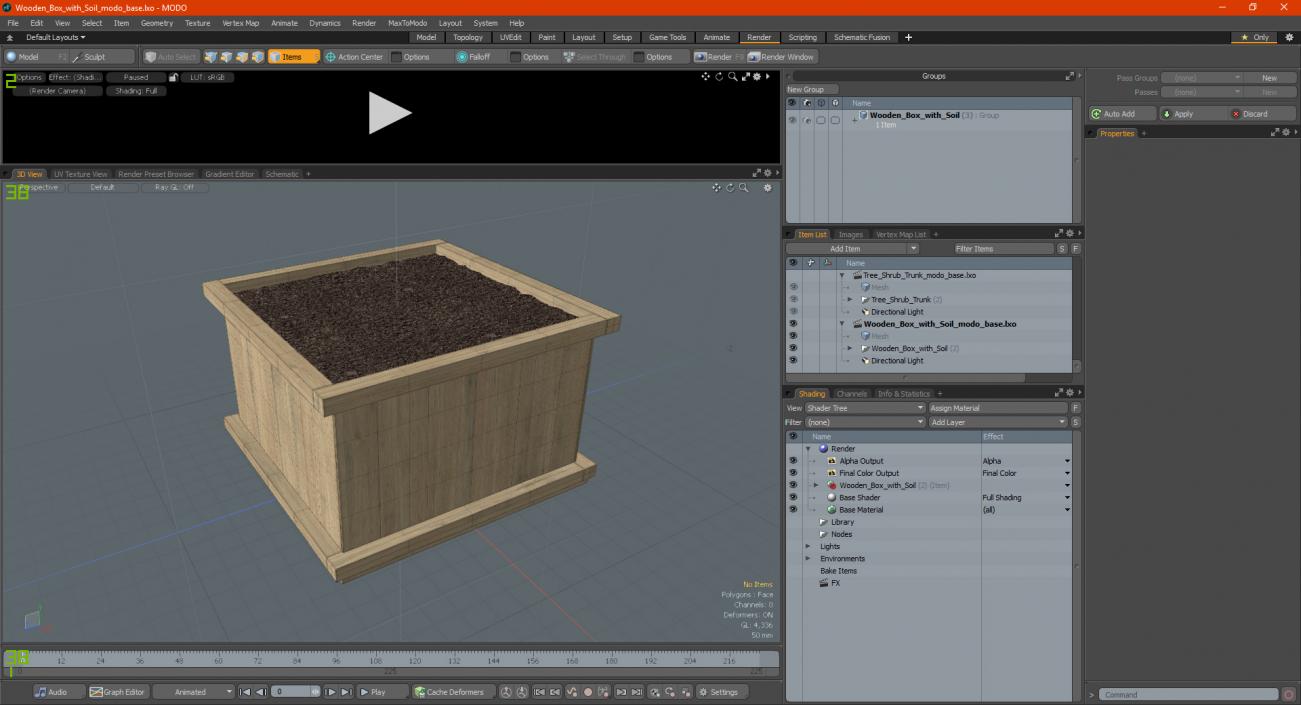 3D model Wooden Box with Soil