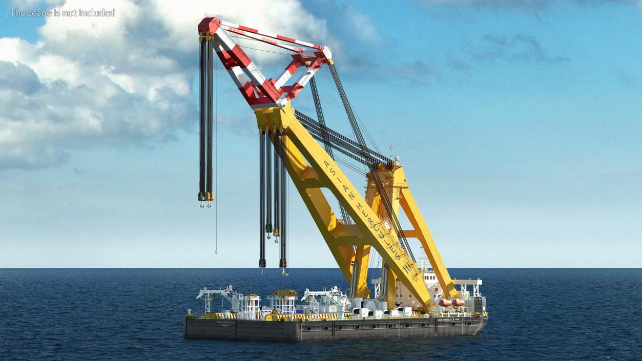 3D Floating Crane Ship Working Position