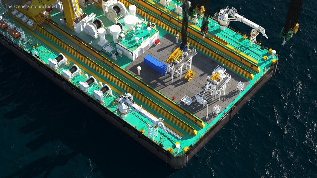 3D Floating Crane Ship Working Position