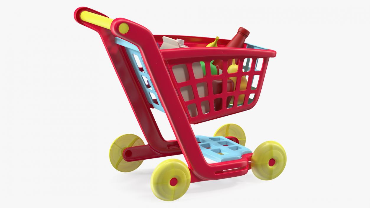 Children Shopping Cart with Grocery Food Toy 3D model