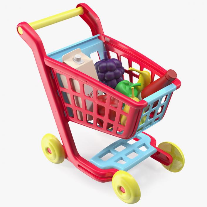 Children Shopping Cart with Grocery Food Toy 3D model