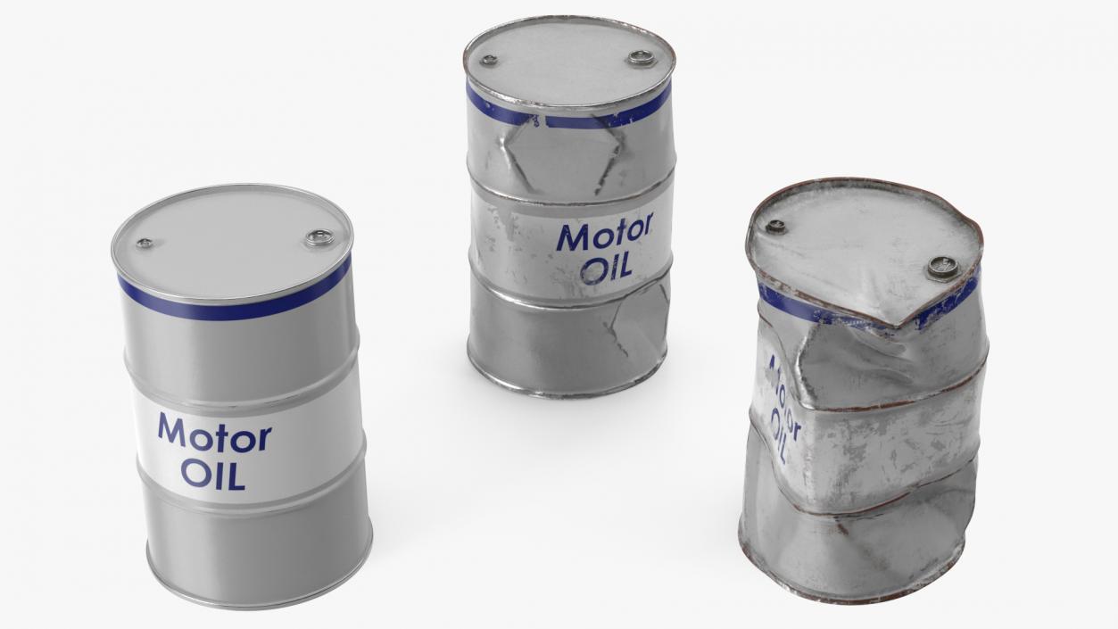 3D Motor Oil Barrels Set