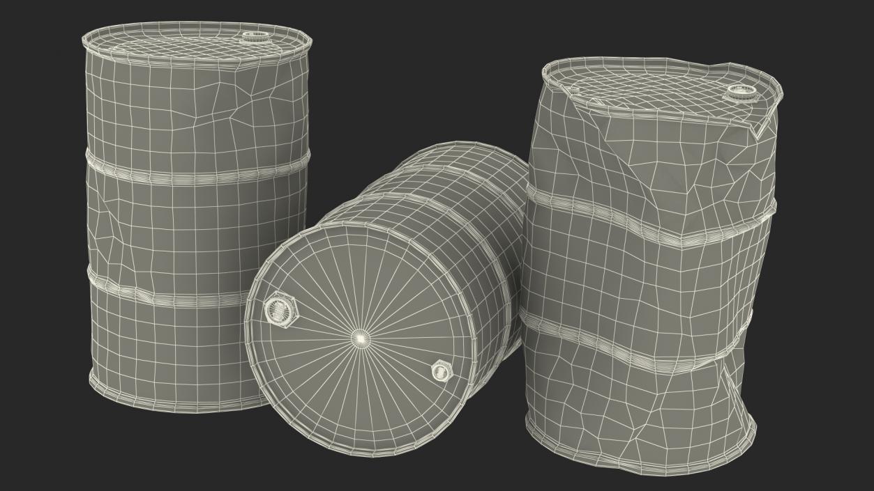 3D Motor Oil Barrels Set