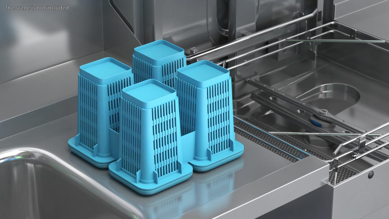 3D model Commercial Dishwasher with Dishes Rigged