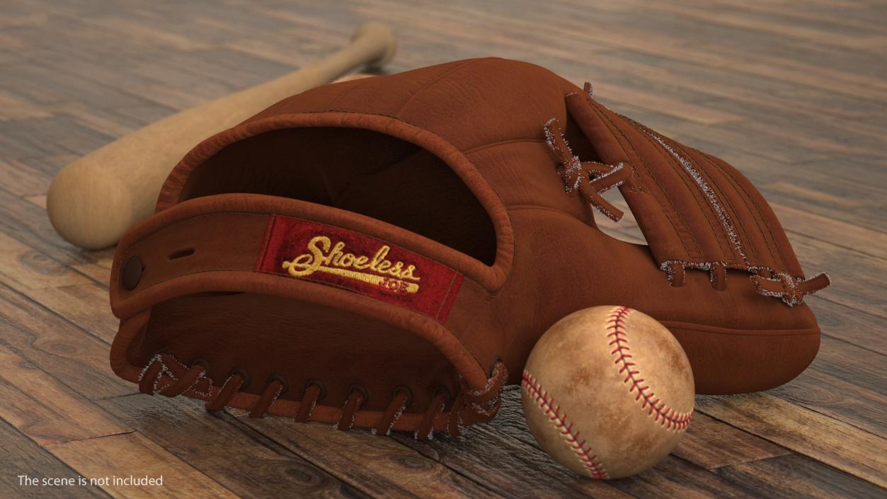 Shoeless Joe Vintage Baseball Glove Rigged 3D