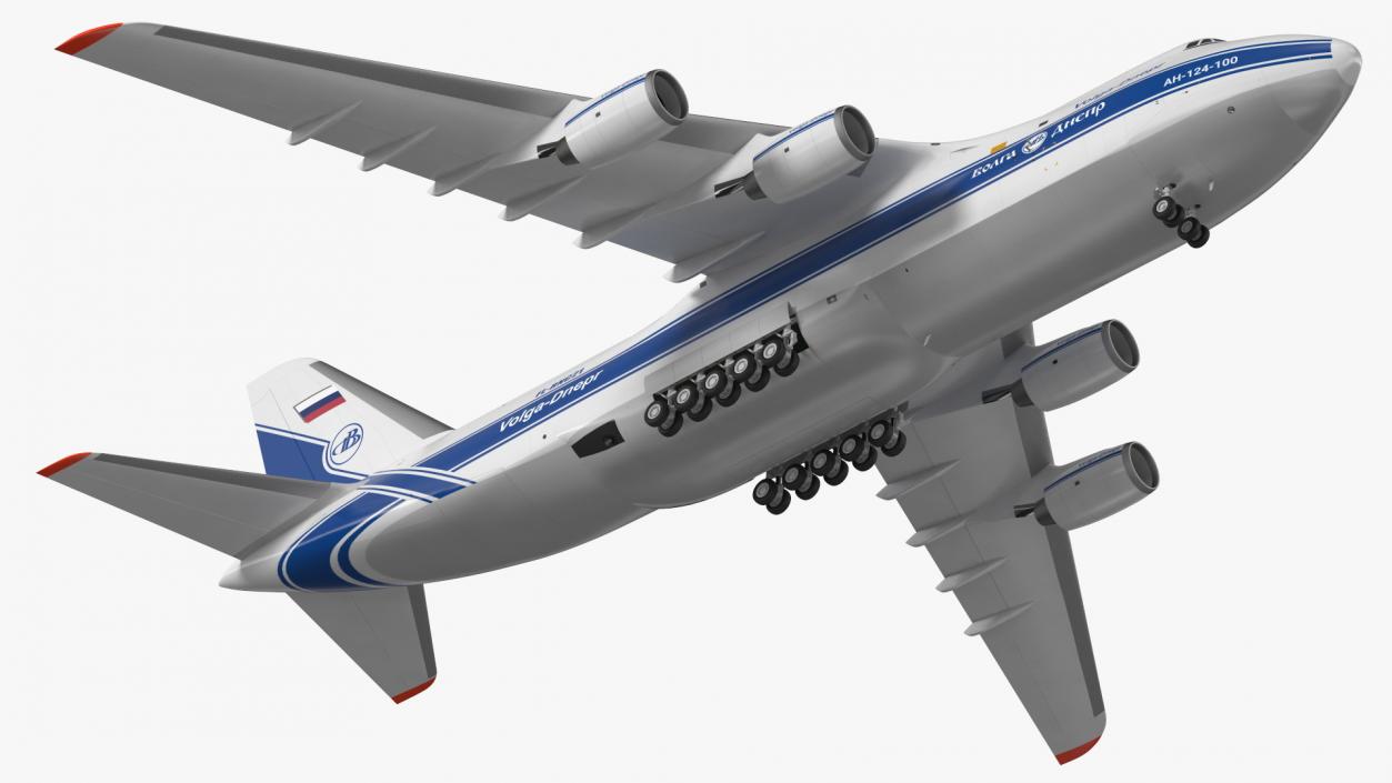 3D Antonov An124 Ruslan Aircraft Volga Dnepr Rigged model