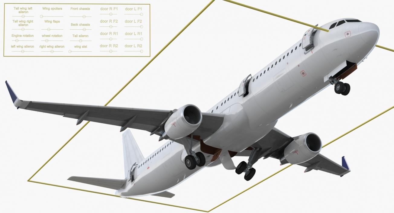3D model Airbus A321 Generic with Interior Rigged