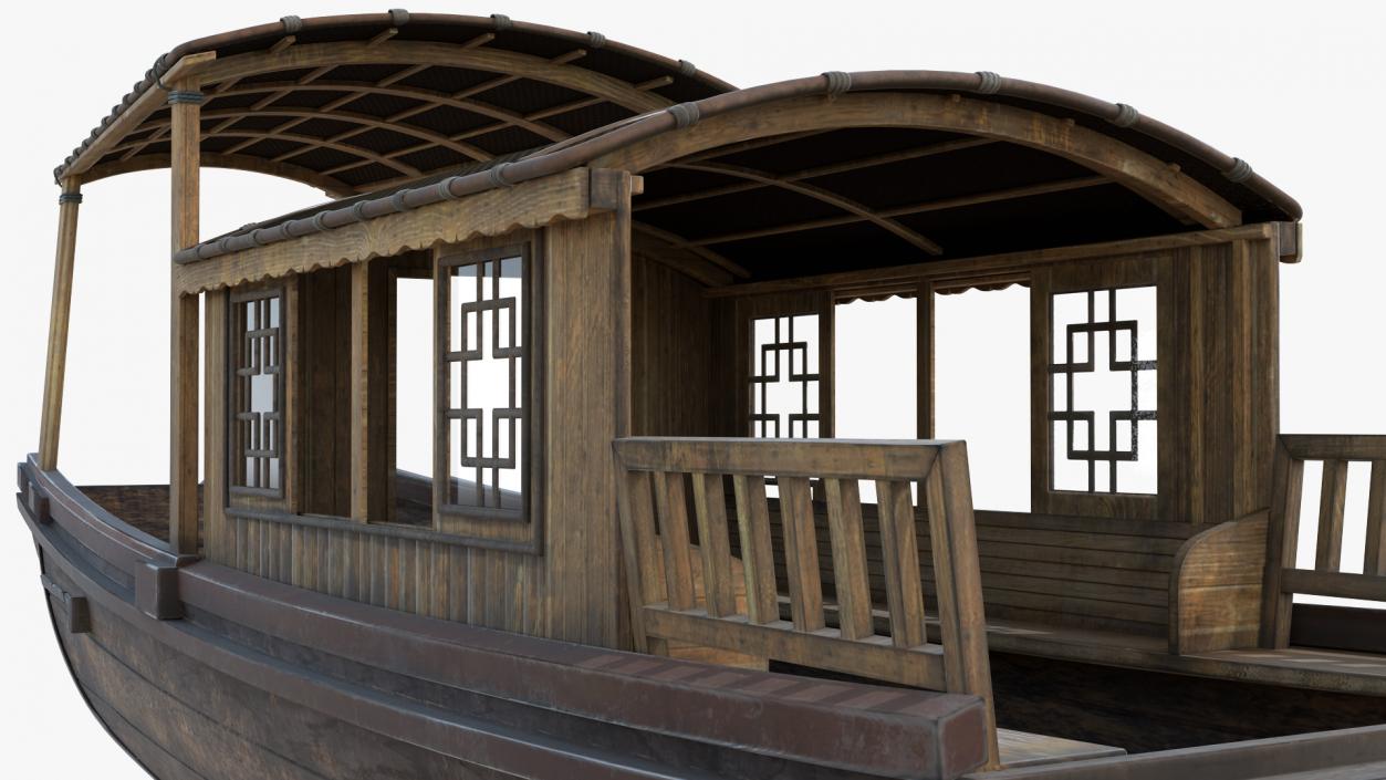 3D model Old Traditional Chinese Wooden Passenger Boat
