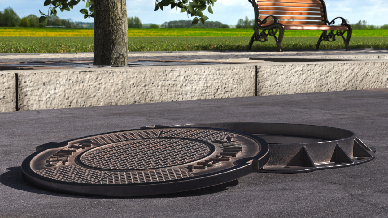 3D Steel Sewer Manhole Old model