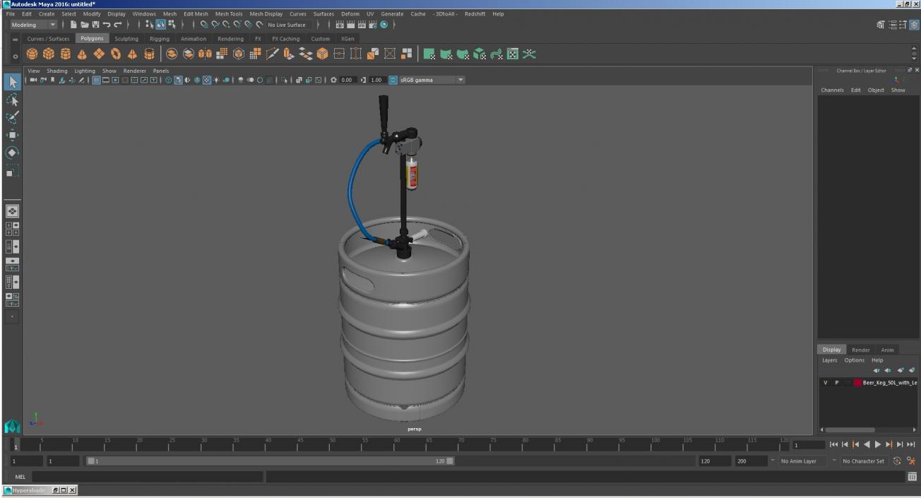 Beer Keg 50L with Leland CO2 Picnic Tap 3D model