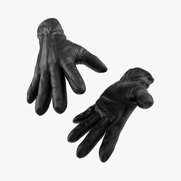 3D model Leather Gloves Black