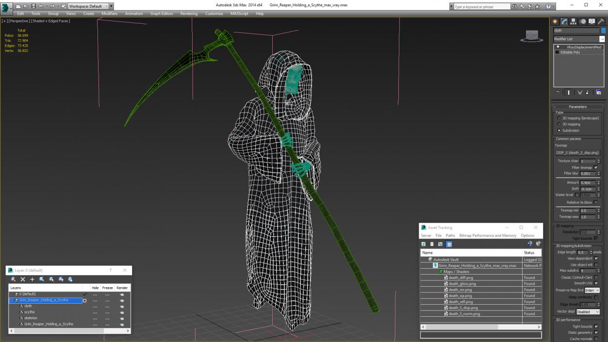 Grim Reaper Holding a Scythe 3D Model $99 - .3ds .blend .c4d .fbx