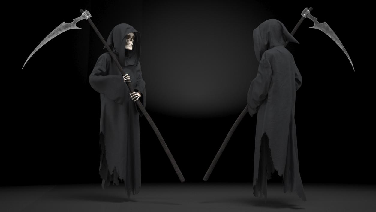 3D Grim Reaper Holding a Scythe model