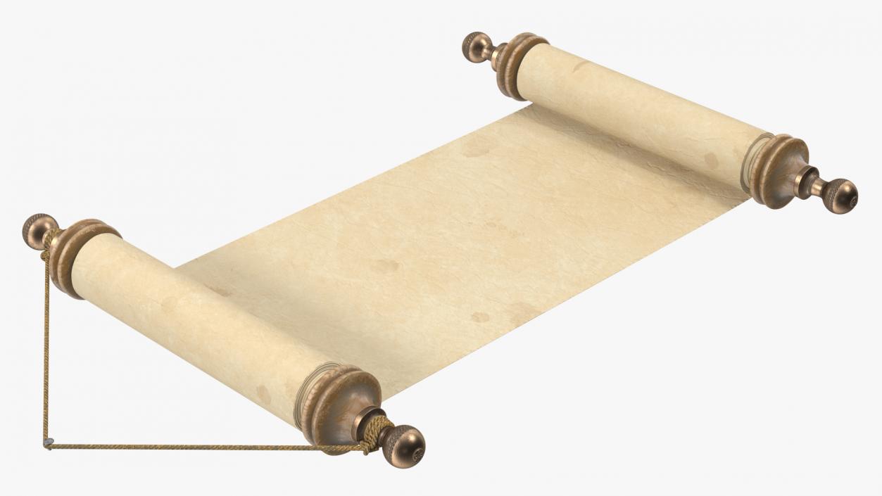 3D Antique Parchment Paper Scroll Wall Hanging model