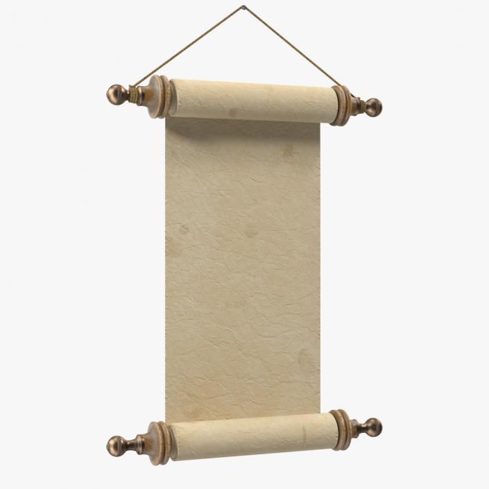 3D Antique Parchment Paper Scroll Wall Hanging model