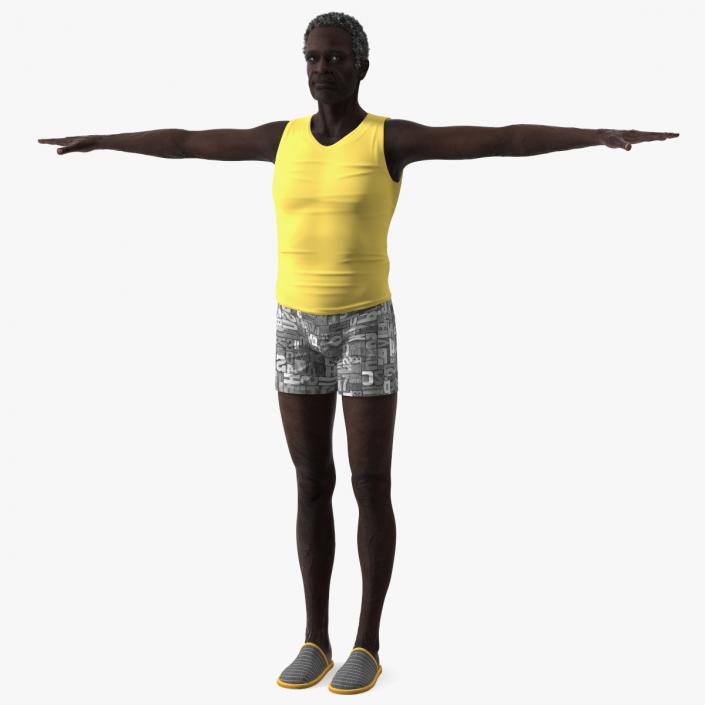 3D model Black Elderly Man in Pajamas T-Pose