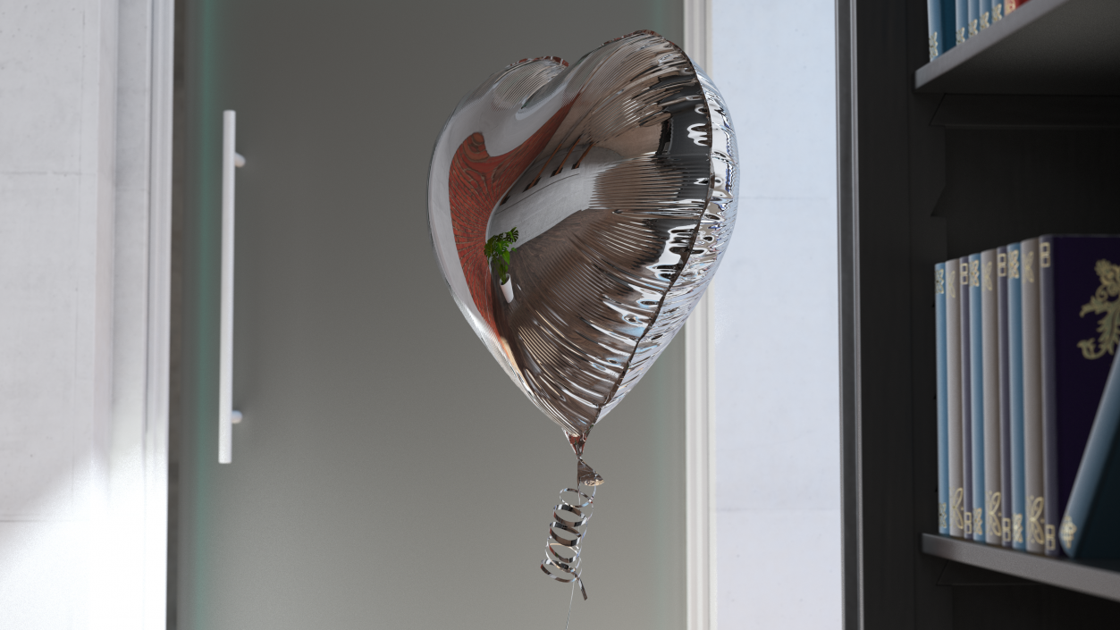 Heart Shaped Foil Balloon Silver 3D