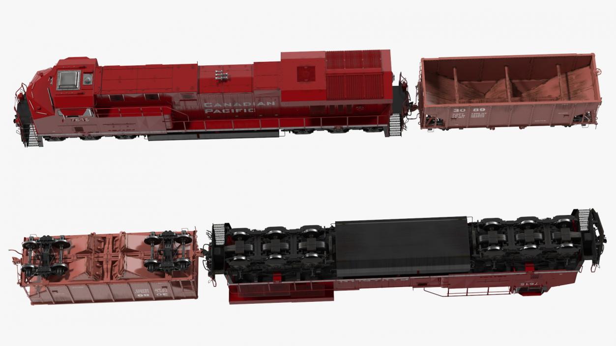 3D Locomotive Canadian Pacific with Hopper Car Generic