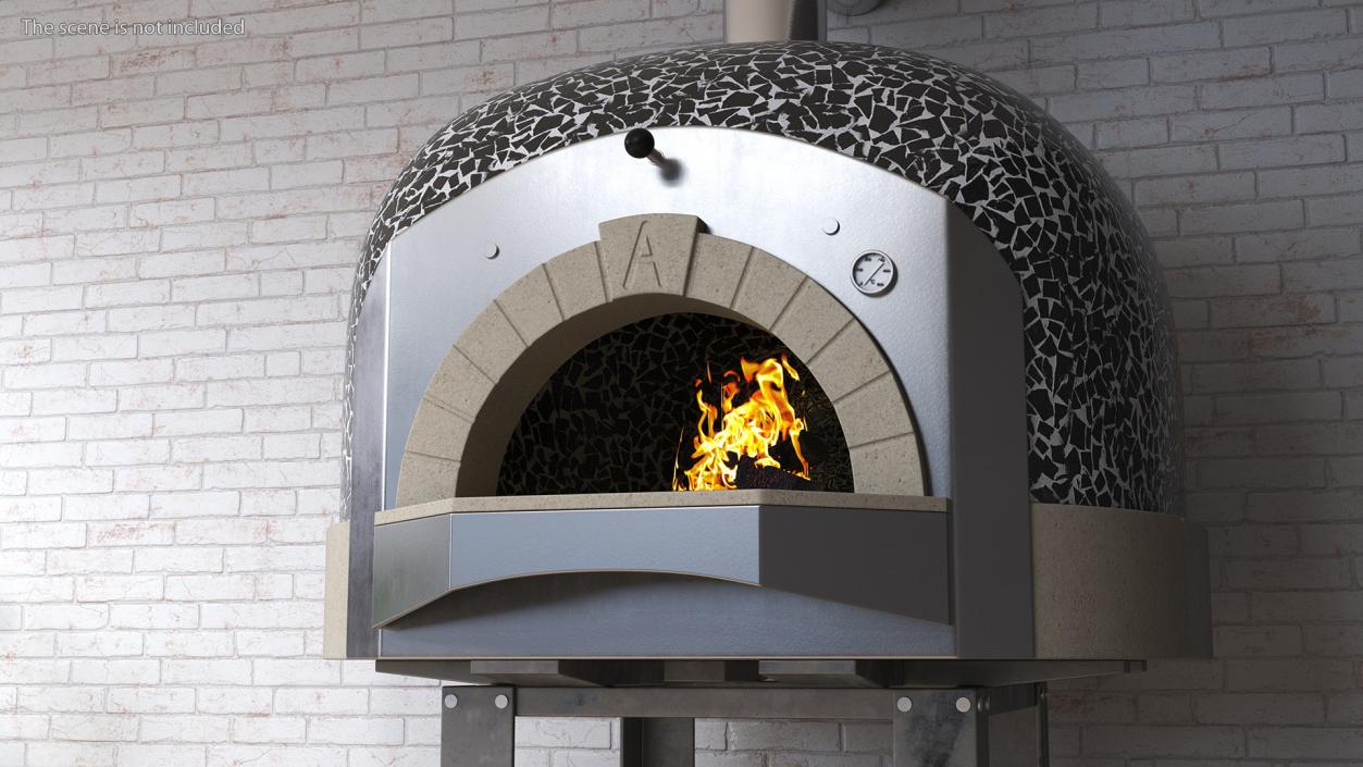 Wood Fired Pizza Oven Black 3D