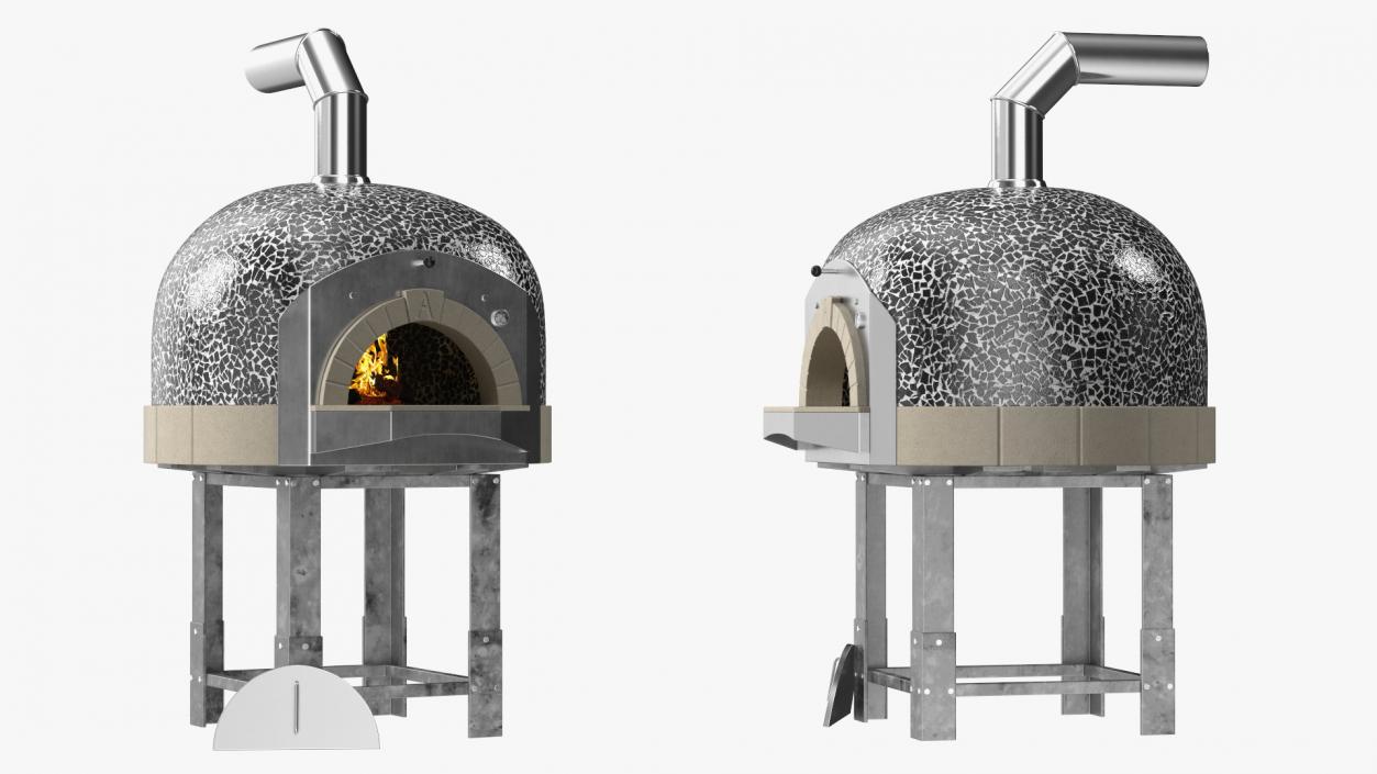 Wood Fired Pizza Oven Black 3D
