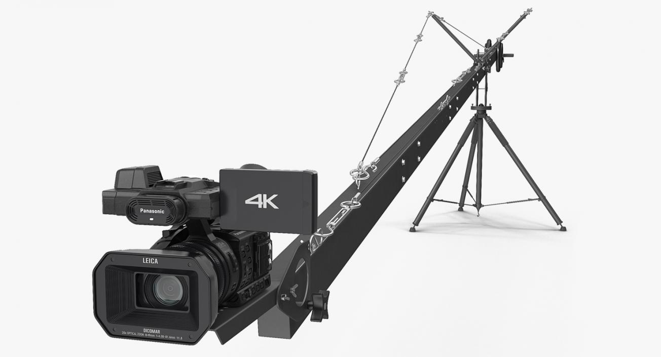 3D Camera Crane with Full HD Camcorder Panasonic HC X1000 Rigged