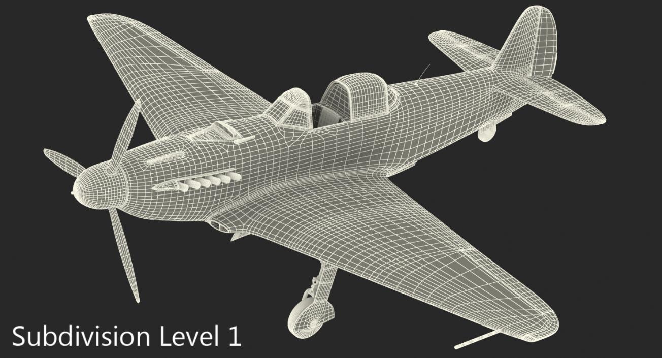 Soviet WWII Fighter Aircraft Yak-9 3D model