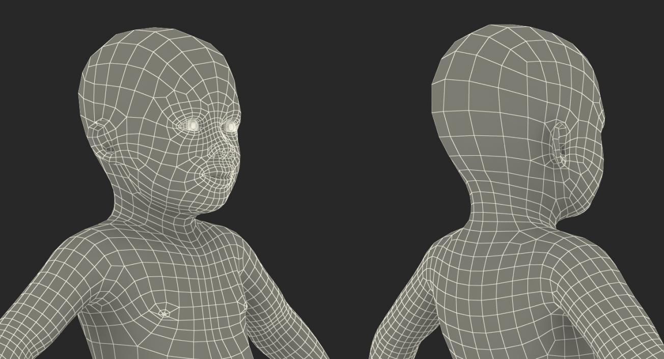 3D African American Baby Rigged model