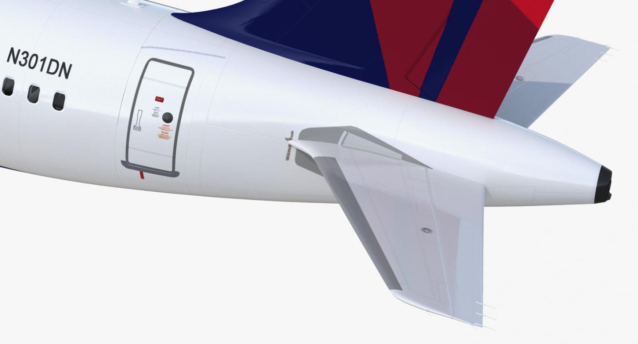 3D model Airbus A321 with Interior and Cockpit Delta Air Lines Rigged