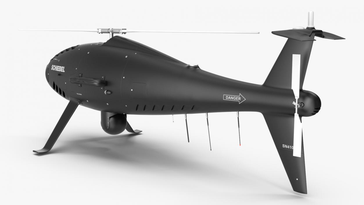 3D Schiebel Camcopter S100 UAV Rotorcraft Black Rigged